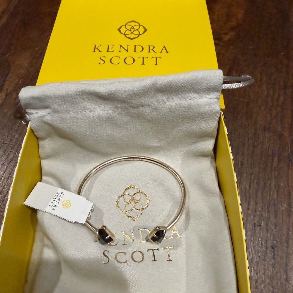 Kendra Scott Gold Tone Cuff Bracelet with Black Stones